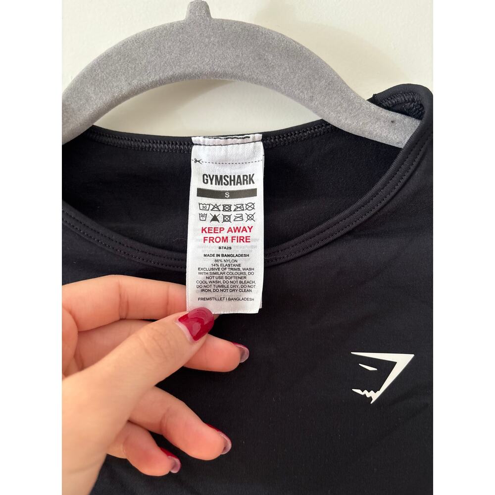 Gymshark Black Crop Long Sleeve Top S - Picture 3 of 6